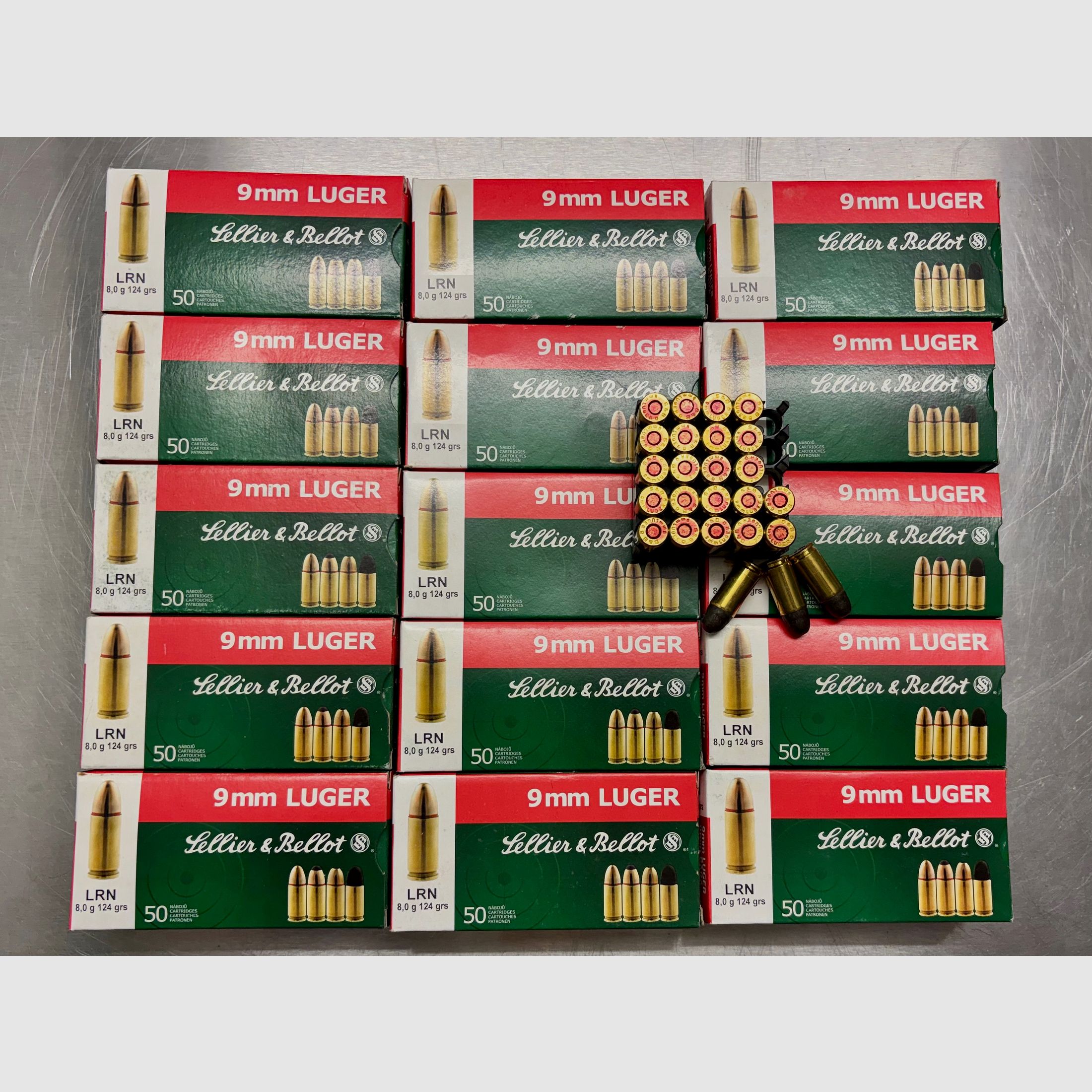 750 disparos S&B 9mmLuger 8,0 G LRN plomo cabeza redonda