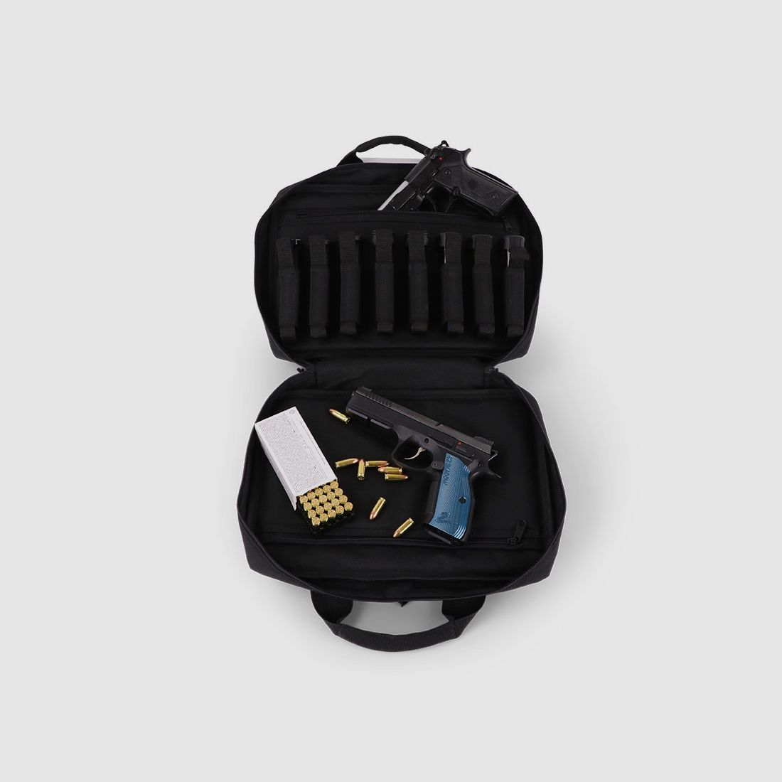 Winter Pistolentasche W8 für 2 Kurzwaffen – 8 Magazinhalter, 1000D, abschließbar (Night)