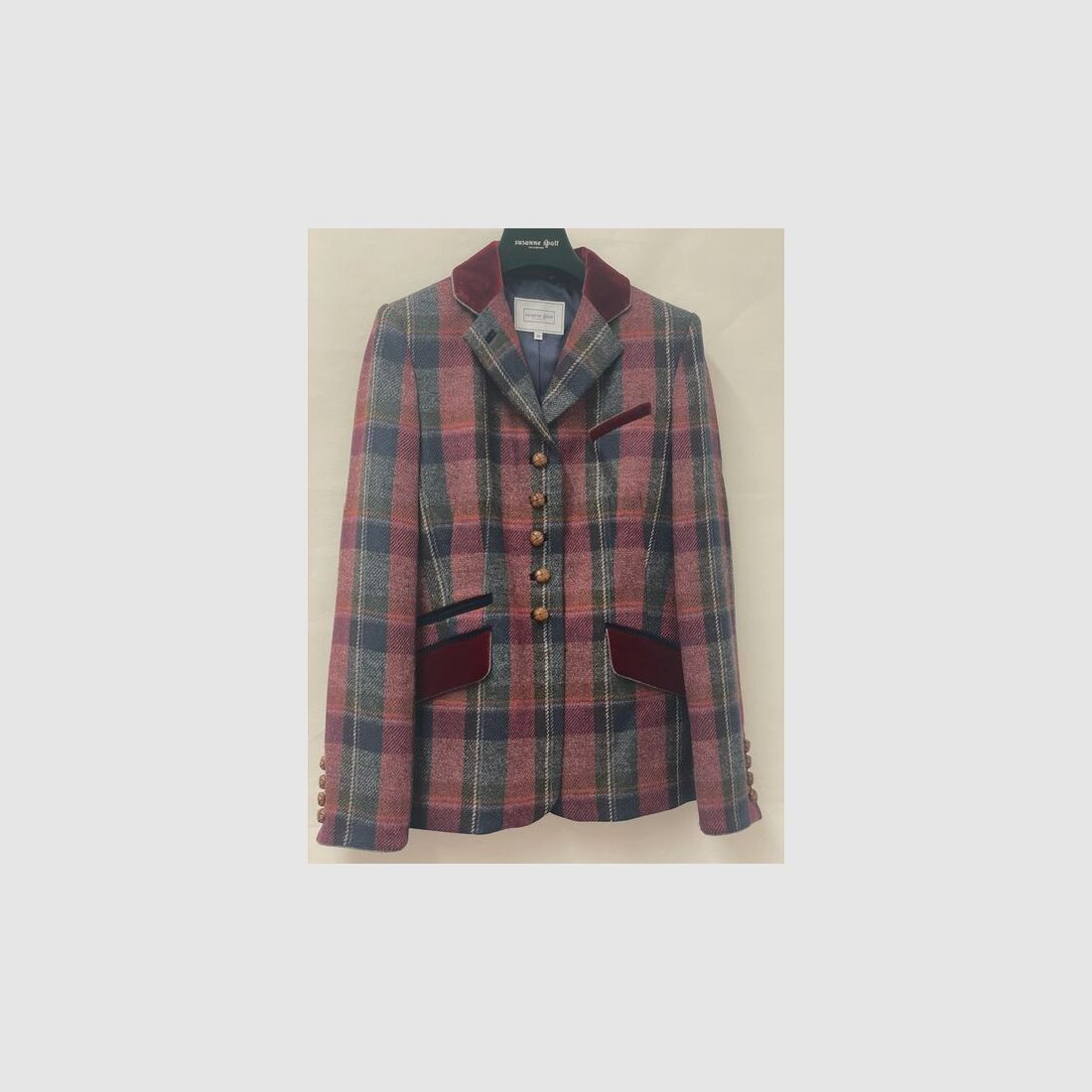 Susanne Spatt Jacke Lara Tweed karo wine/nachtblau/grau
