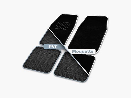 Lot of 4 Waterproof PVC/Carpet Bi-Material Mats