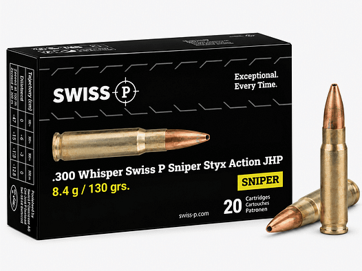 .300 Whisper Swiss P Sniper Styx Action JHP 8.4g / 130grs. – 20 Stk.