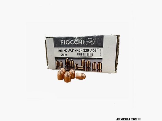FIOCCHI – PALLE .45 ACP RNCP 230 .451″ CONF. 250 PZ.