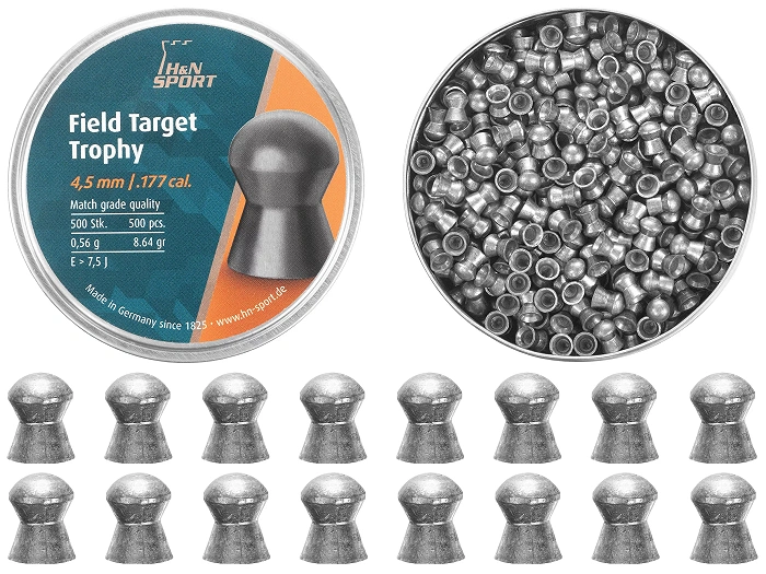 4.51 mm Diabolo pellets H&N Field Target Trophy 500 pcs. round nose (92104510005), image 3 of 8