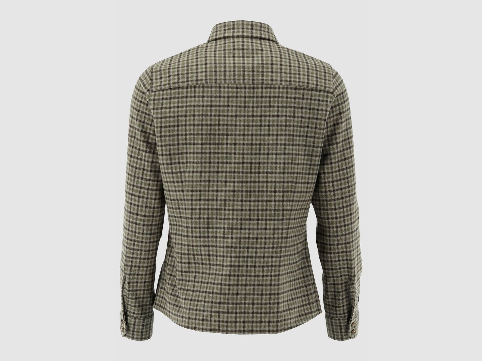 OS-Trachten Dames blouse lange mouw – Flanel met haifishkraag, olijf, afbeelding 2 van 3