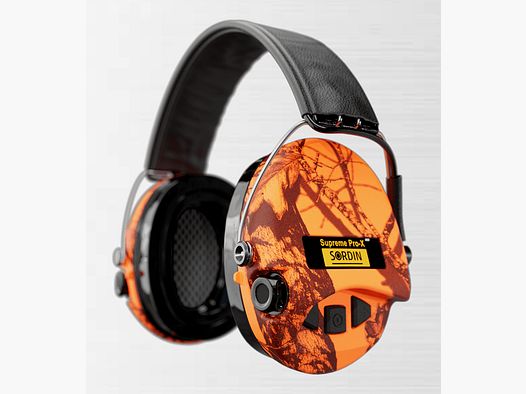Sordin 75302-X-09-S Cuffie elettroniche Supreme Orange Camo Pro X LED