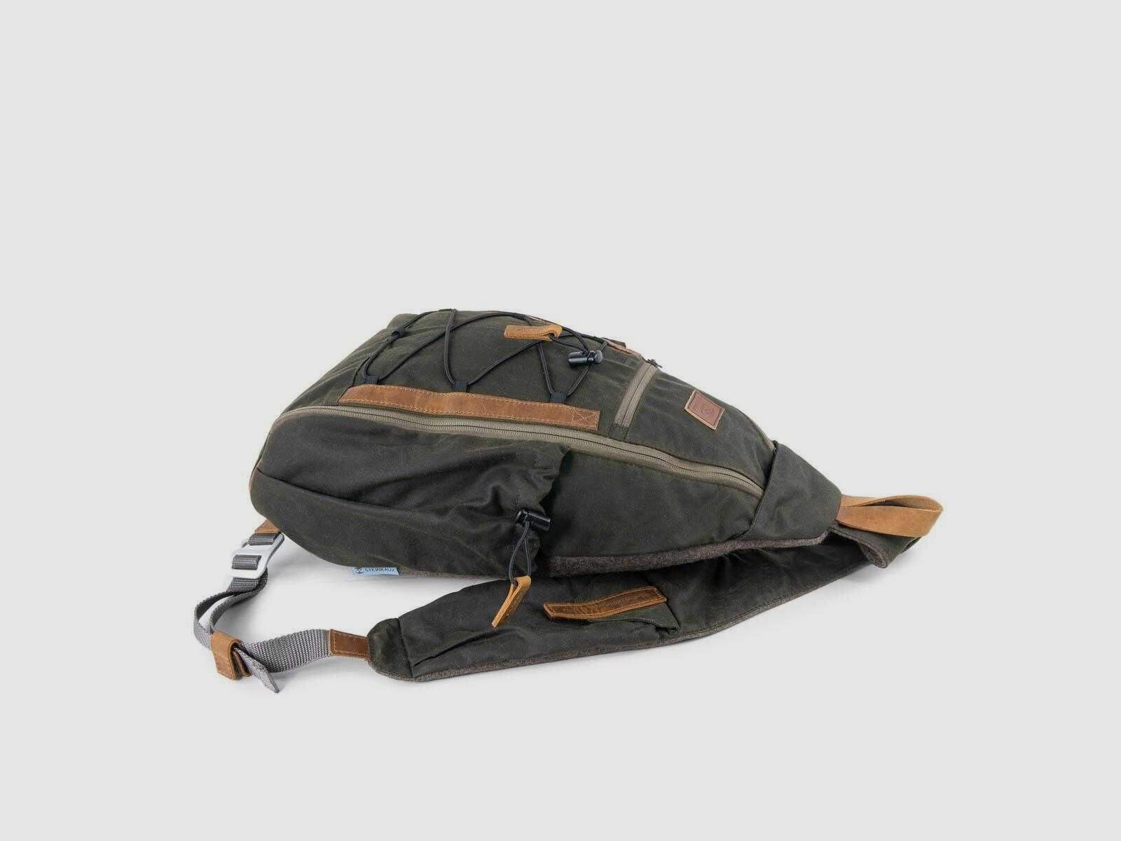 STEINKAUZ Schultertasche „Querkopf“, Wax Cotton, Oliv, Bild 3 von 6