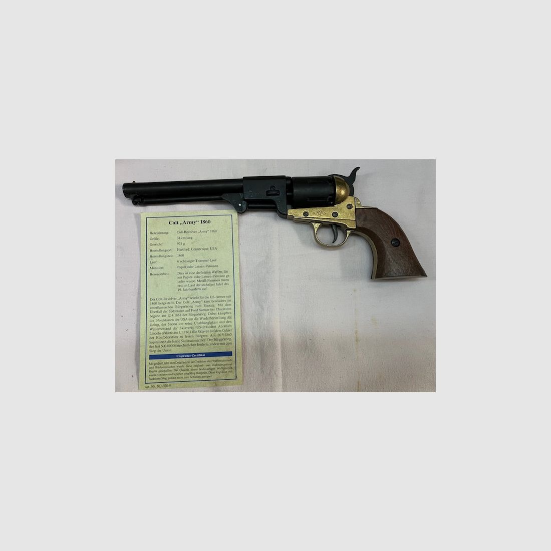 Colt Army Model 1860 mit Göde Zertifikat  (schwarz)