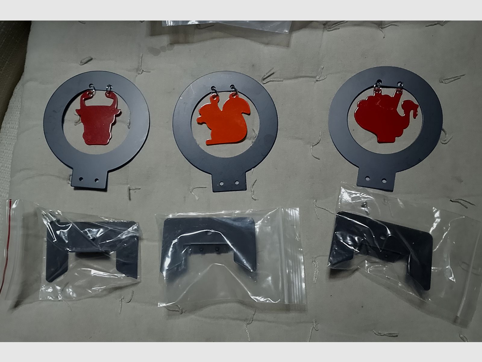 Zielscheiben Target Plinking Metall Aufkleber Aufsteller klappbar Aufhänger 4 Sets zur Wahl verschiedene Ziele Airsoft Softair Luftgewehr 