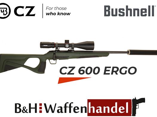  CZ  600 ERGO Lochschaft Komplettpaket mit ZF 3-18x56, Schalldämpfer, Montagen