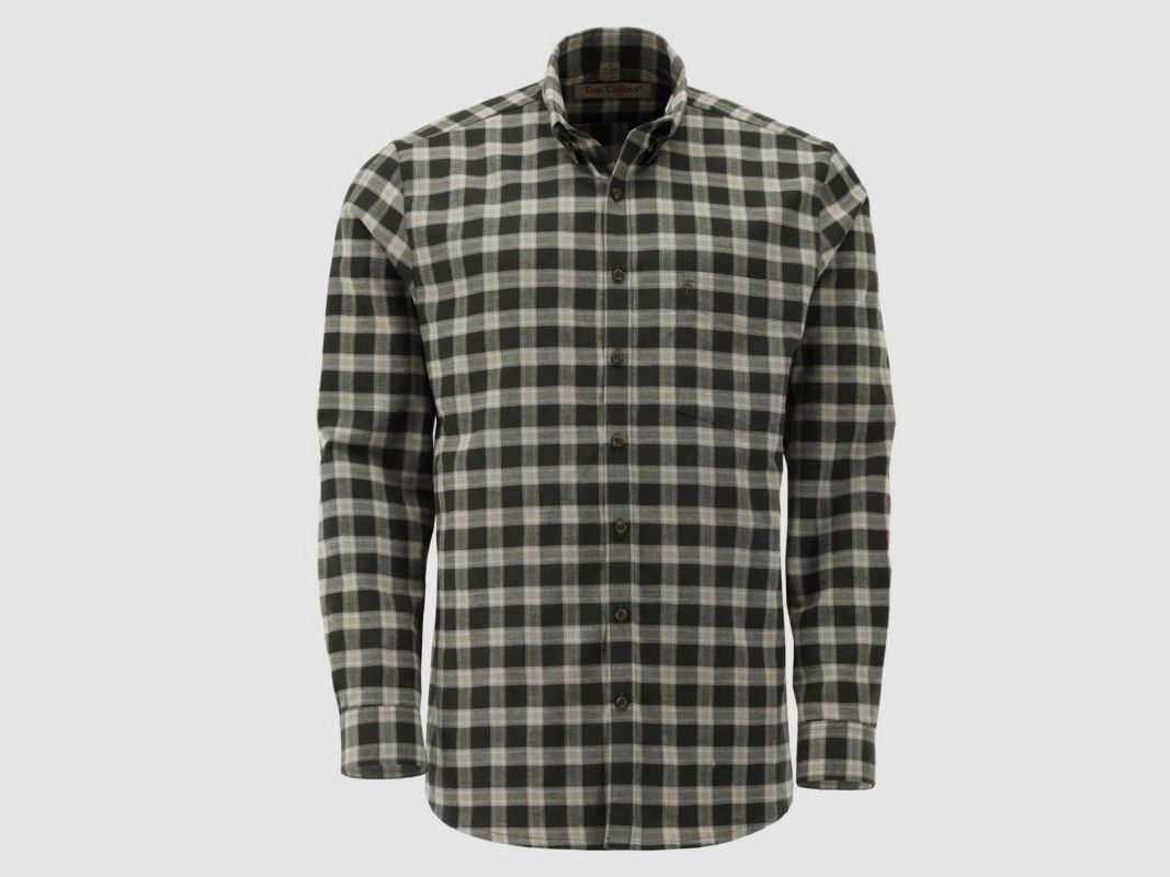 Tom Collins H-Flanellhemd Button-Down-Kragen mit Brusttasche und Stick | oliv, Bild 2 von 2