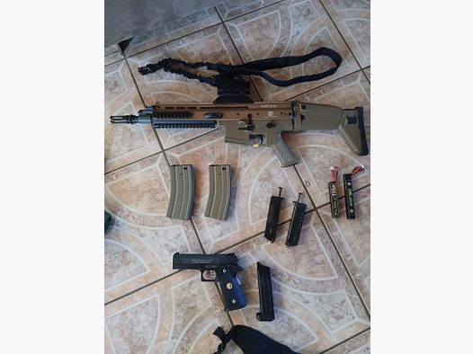 Airsoft SCAR-H (elektryczny), GBBR pistolet i akcesoria