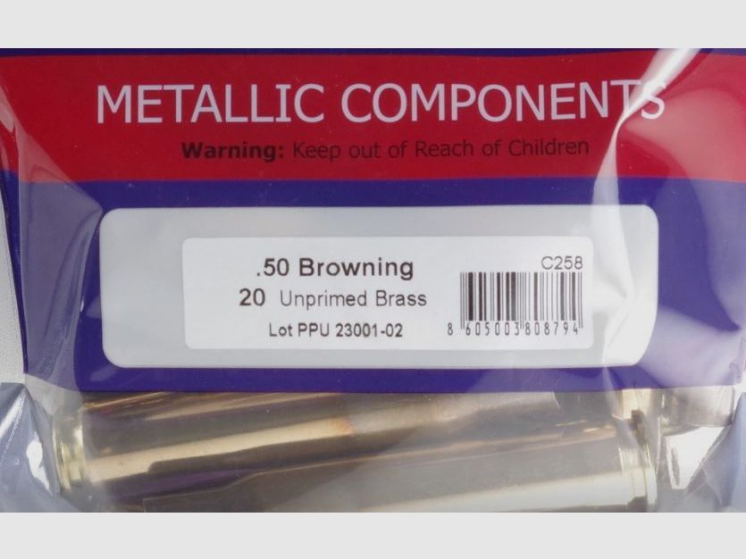 PPU Prvi Partizan Cases Cal. .50 bmg (12.7x99) with Boxer Primer #C258