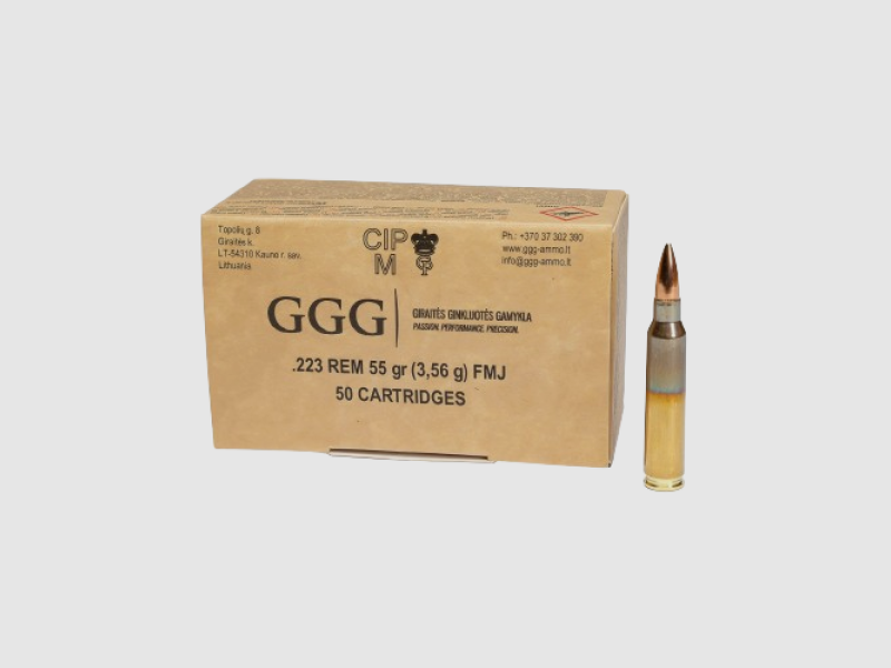 GGG .223 55gr FMJ, 50 pieces pack