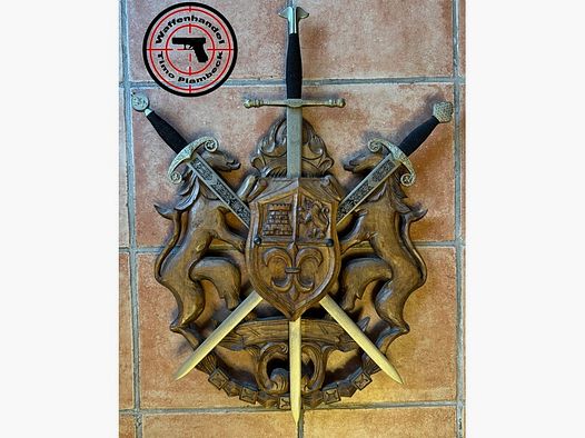 Spanisches Wandschild / Wappenschild mit drei Schwertern von Toledo
