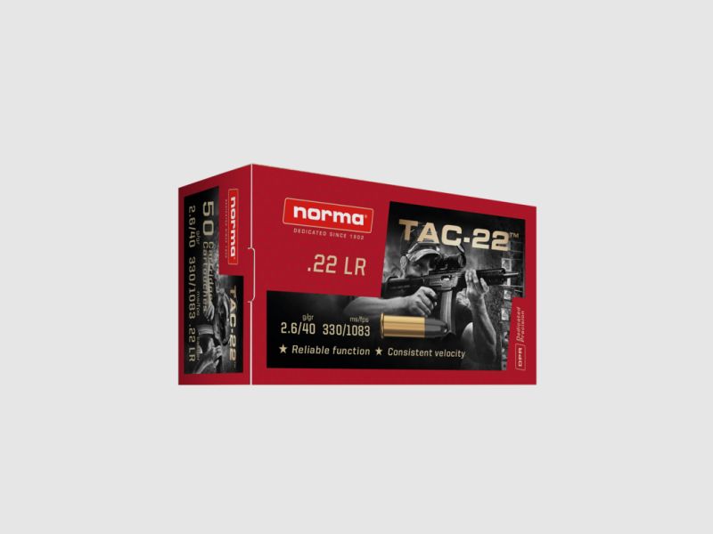 MUNIZIONE NORMA 22LR 40GR TAC-22 LRN SUBSONIC PIOMBO X50