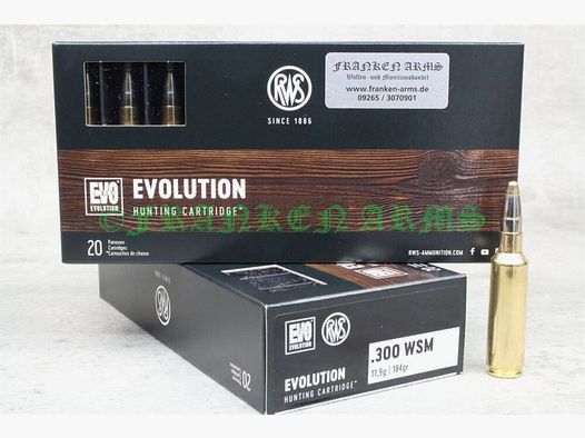 RWS Evolution .300 WSM 184gr. 11,9g 20 pièces Prix dégressifs