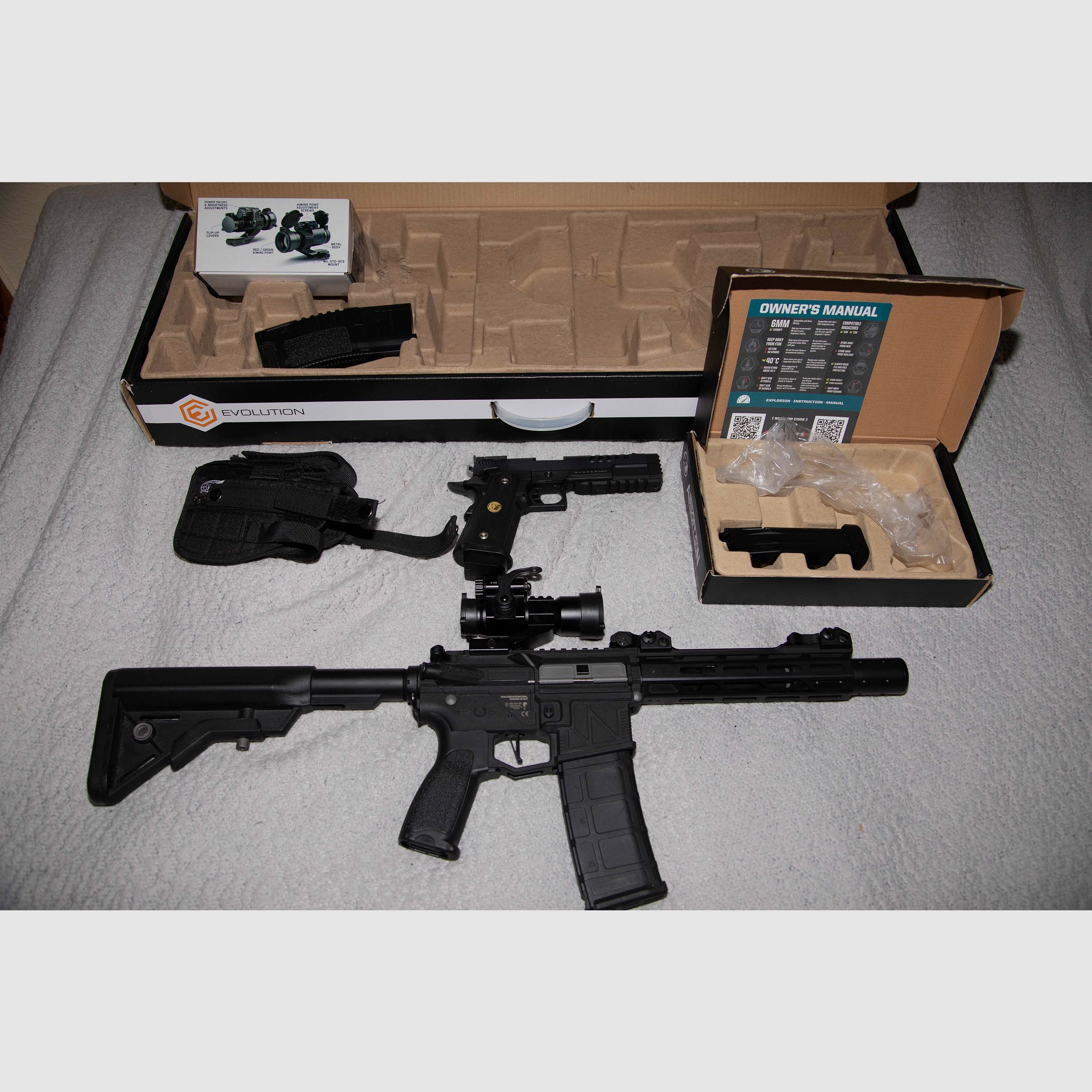 Set de démarrage Softair M4 Evolution Ghost EMR S / WE HI-Capa 2011 5.2 K GBB et accessoires