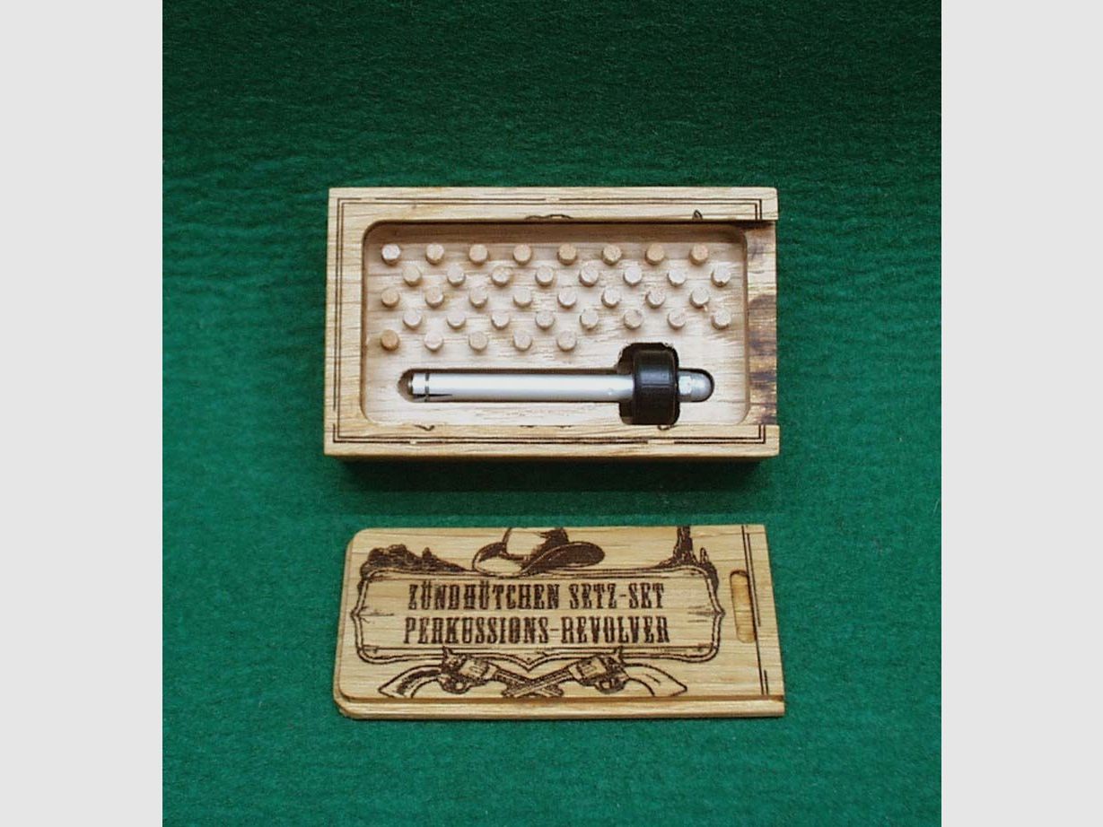 Zündhütchen Setz-Set für Perkussions-Revolver, Alu, aus Holz