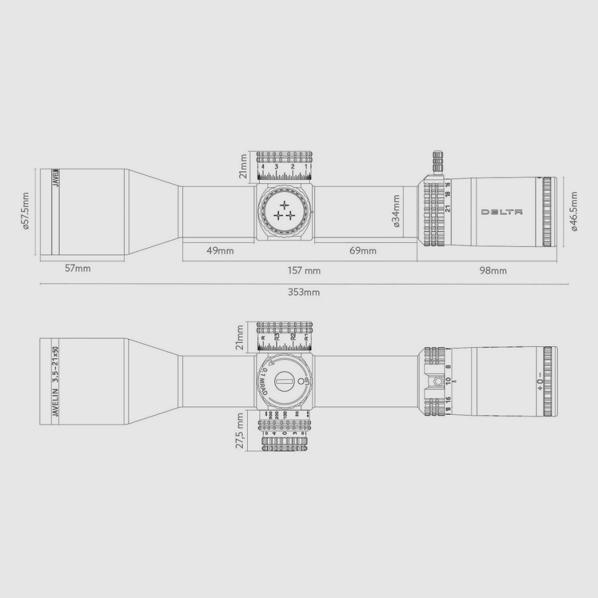 Delta Optical – lunette de visée Javelin 3.5-21x50 FFP SKR-2 – DO-2474, image 5 sur 5
