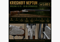 Krieghoff Neptun Drilling 12/70 – .30-06 Springfield – grabado a mano elaborado