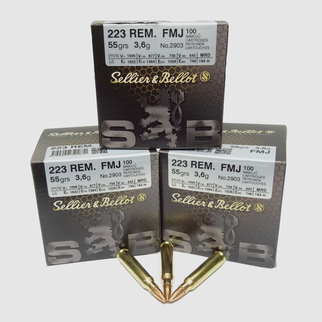 Amunicja kal. .223Rem (5,56x45mm) FMJ S&B 55grs/3,6g