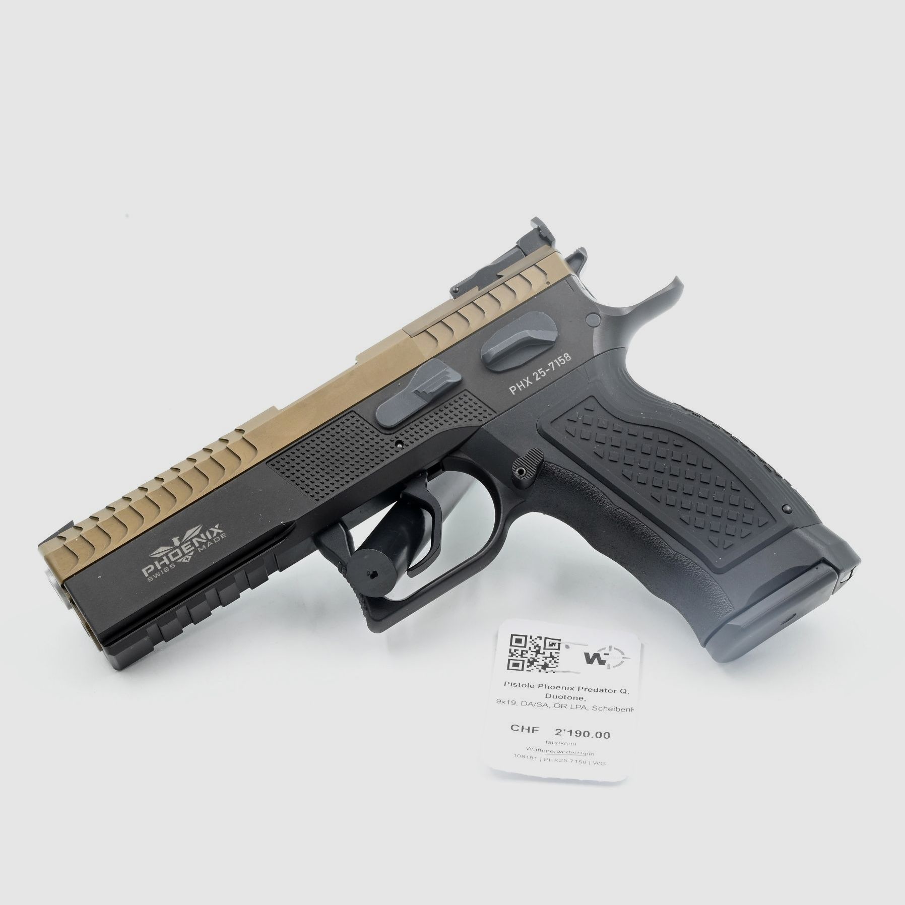 Pistole Phoenix Predator Q, Duotone, 9×19, DA/SA, OR LPA, Scheibenkorn schwarz, Bild 1 von 2