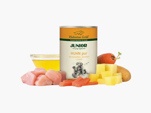 Hubertus Gold Junior Huhn pur mit Kartoffeln und Karotten