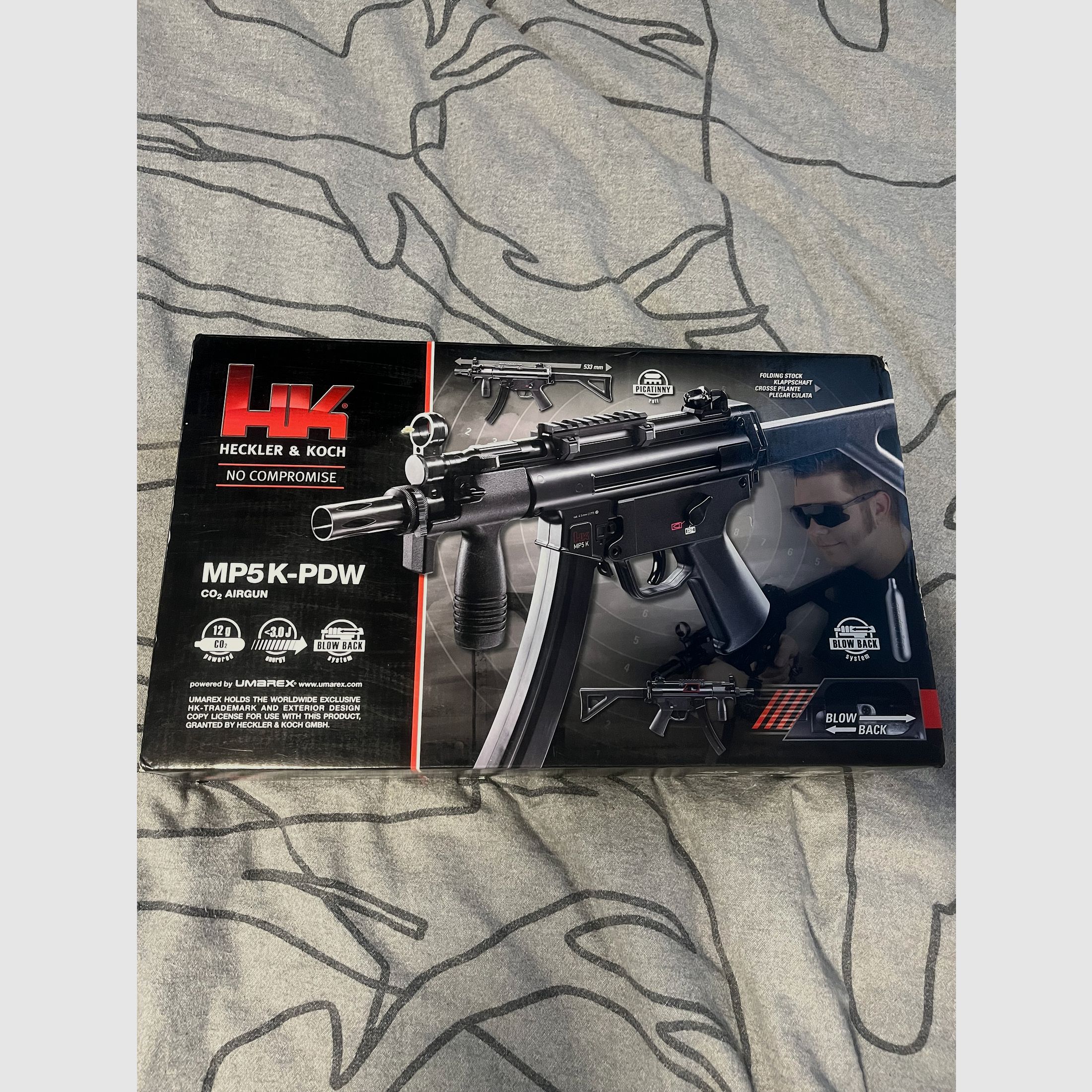 Heckler & Koch MP5 K-PDW CO2 Maschinenpistole 4,5 mm BB Blowback mit Ersatzmagazin 