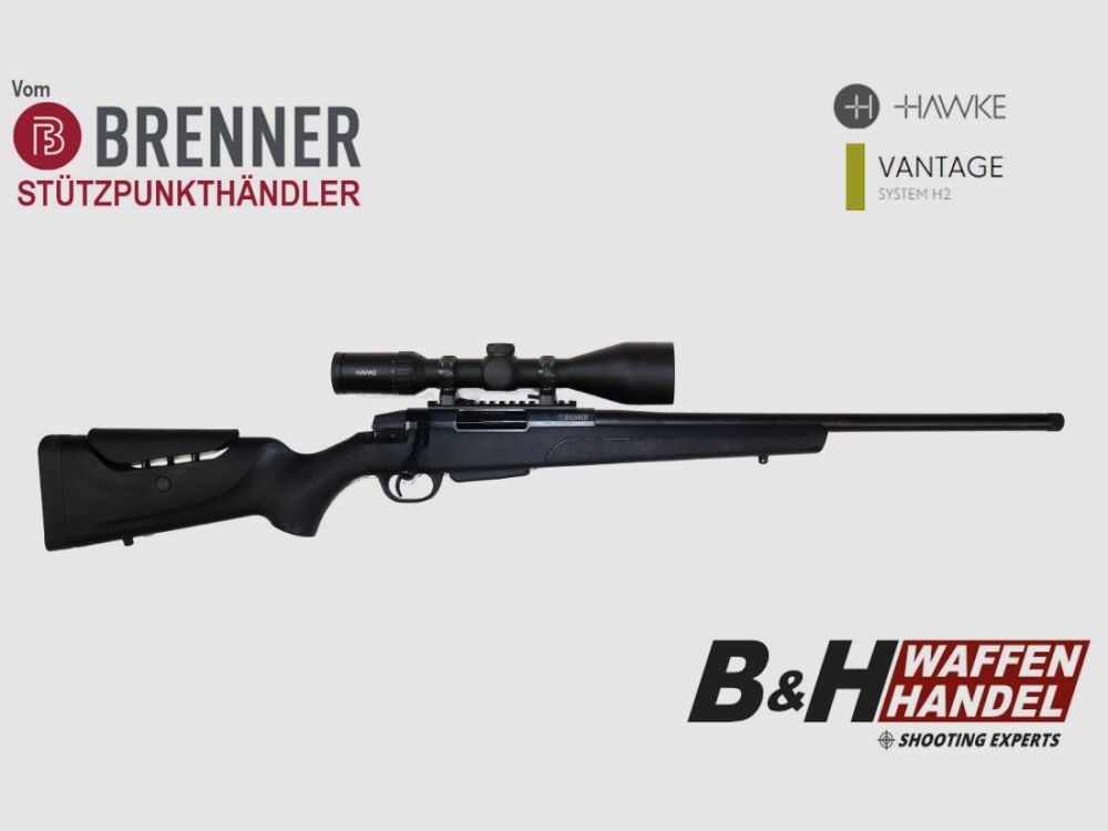 Paquete completo Brenner: Brenner BR-20 Polymer con mira telescópica Hawke Vantage 3-12x56