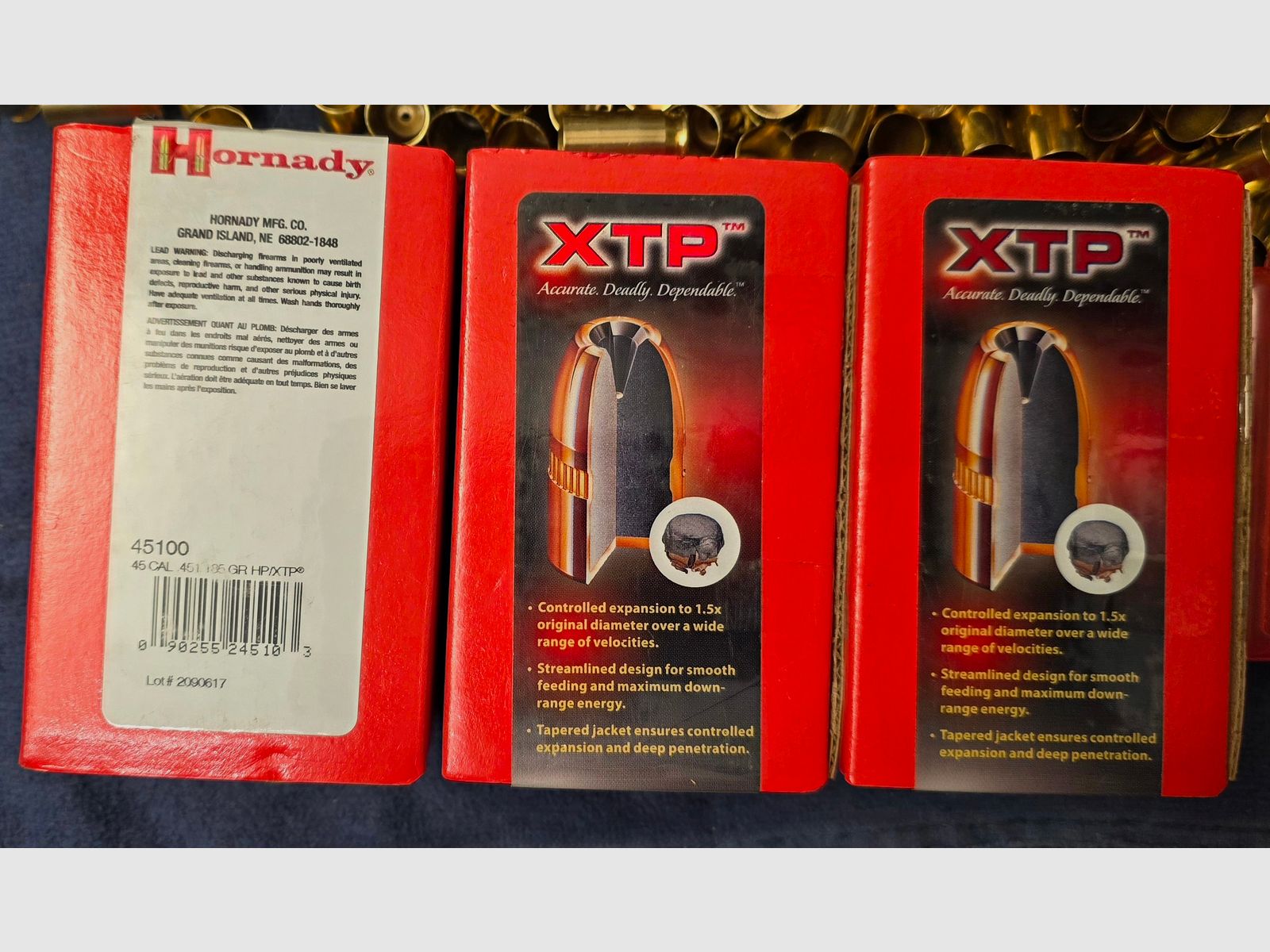 380 pièces de projectiles .45 ACP Hornady XTP + H&N Sport détaillant & Natermann