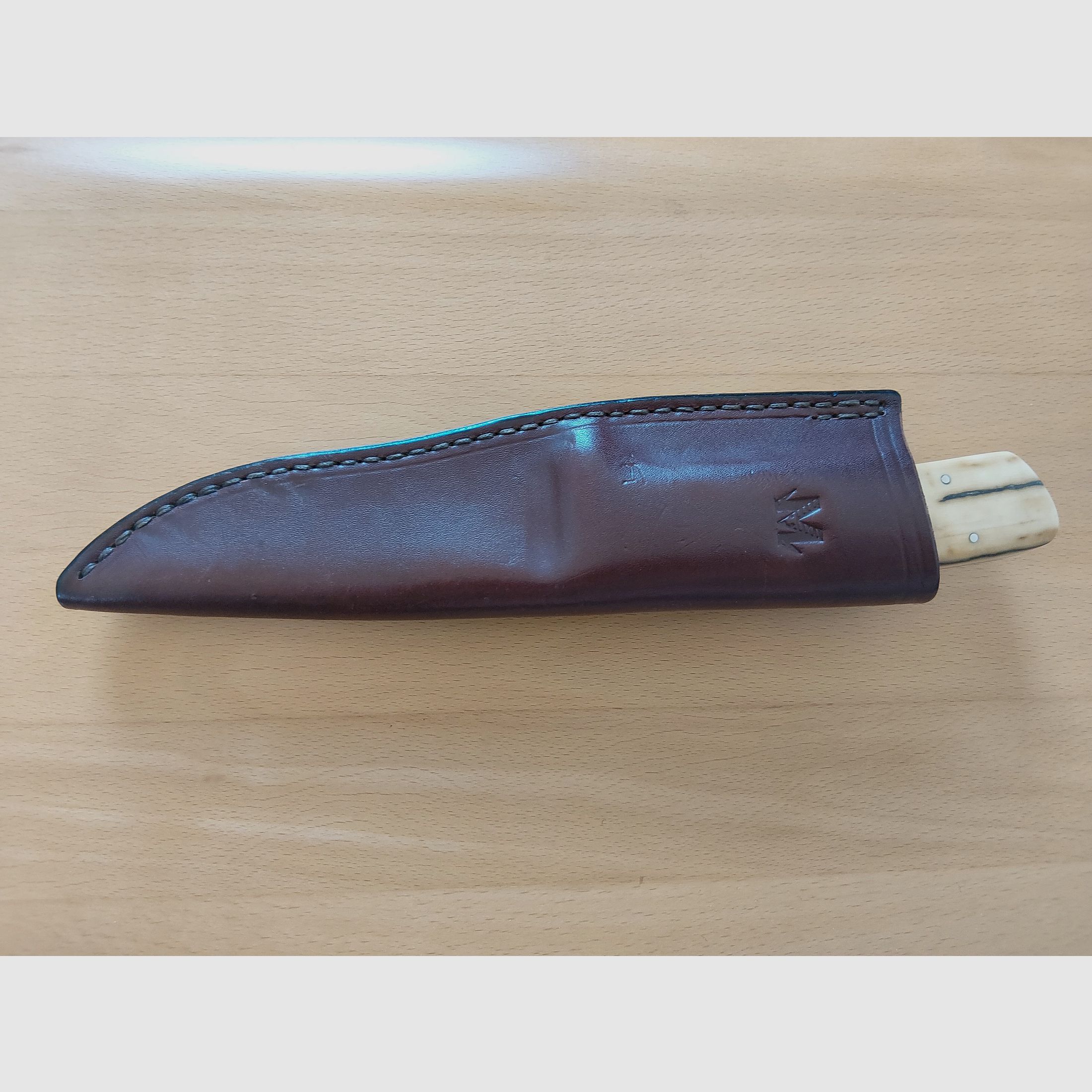 Handgefertigtes Jagdmesser, Stahl CPM 420V, Griffmaterial aus Mammutelfenbein