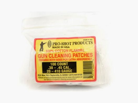 Pro Shot Patches voor het reinigen van het loop van pistolen in kal. 38-45 en geweren in kaliber 20-410