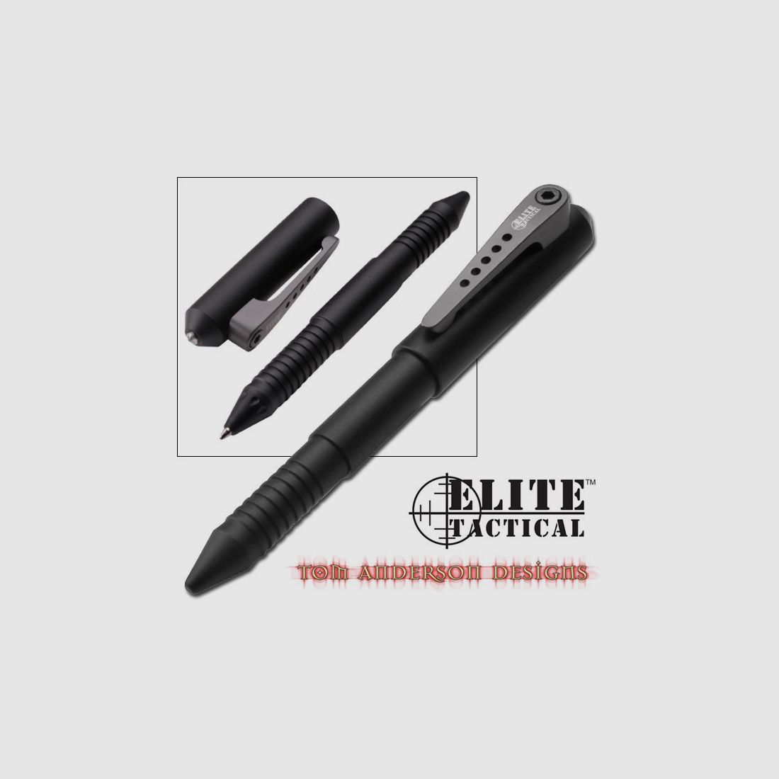 Tactische pen CNC aluminium met glasbreker. Zwarte inkt.