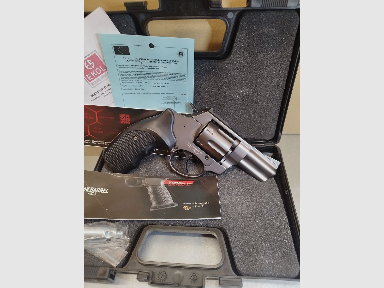 Ekol Viper 2,5" Schreckschuss Revolver Fume 22 lang Knall & 6mm Flobert!!