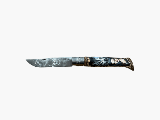 KNIFE – OPINEL – N.12 CARBON HANDMADE WITH WOLF AND WOMAN