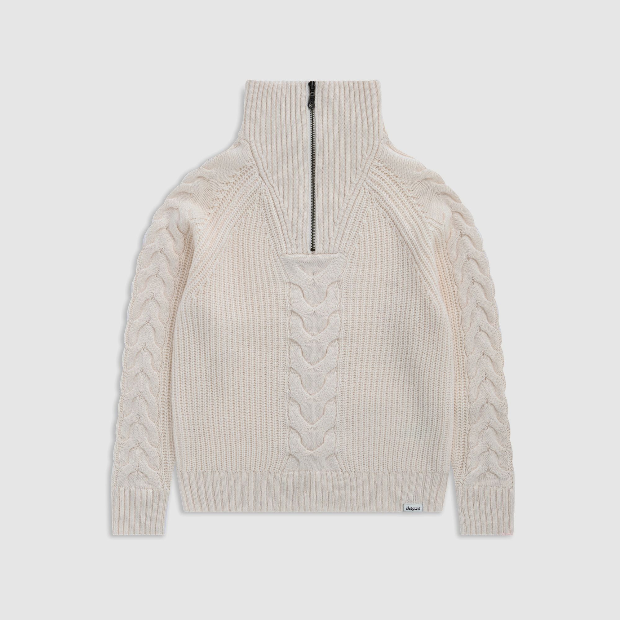 Bergans Milde Knitted Half-Zip Wool Sweater Women Cream XL
