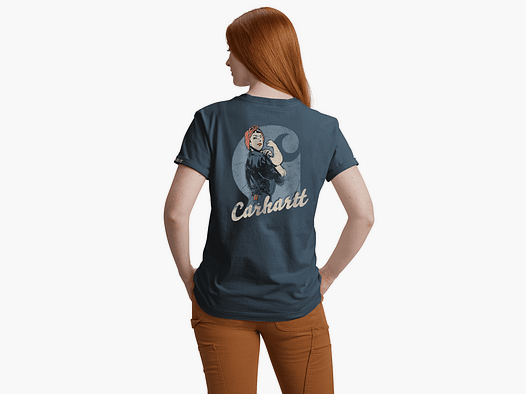 Carhartt Dearborn Loose Rosie T-Shirt Kobiety Iron Blue XS