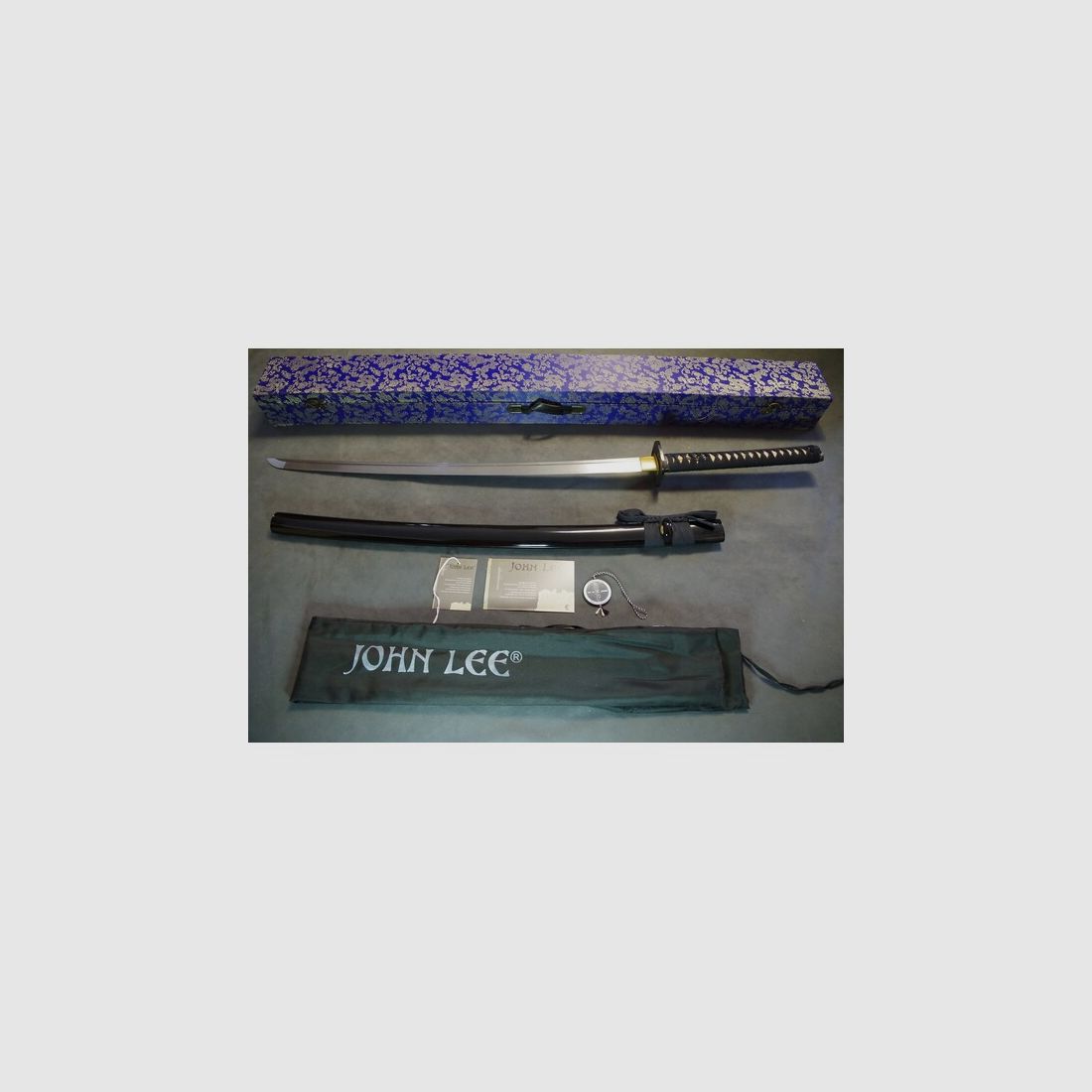 John Lee gefaltetes Fujisan Katana mit Damast Klinge und Schatulle