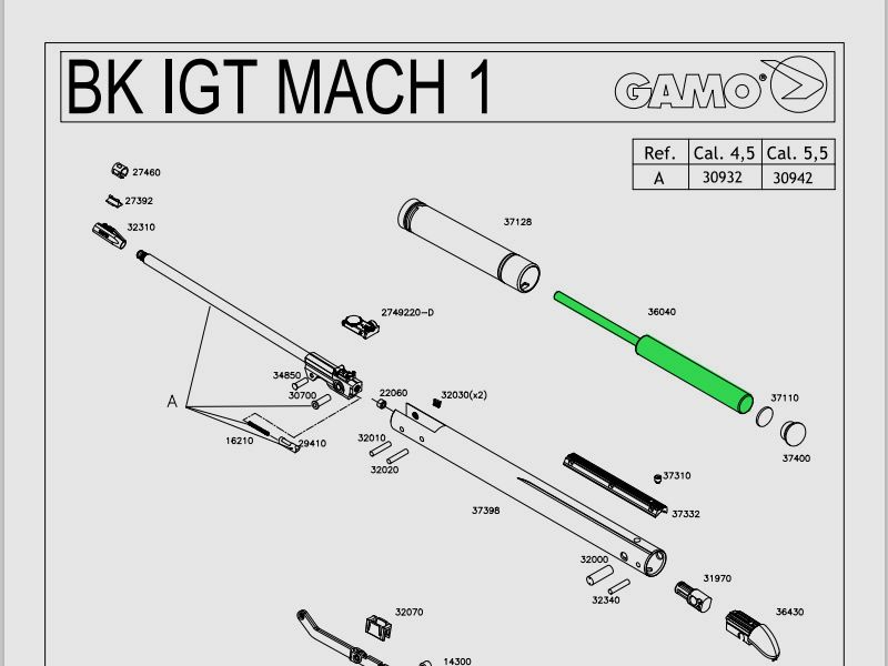 Gasdruckfeder fĂĽr Luftgewehre Gamo Black Mach 1 Modelle
