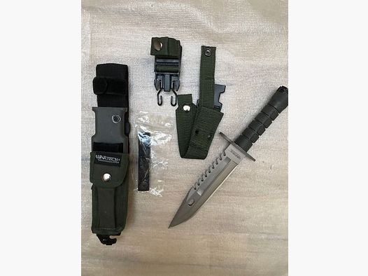 Overlevingsmes/bayonet met nylon, ABS-schede, tas en riembevestiging