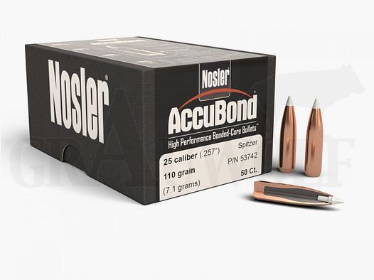 .257 / 6.5 mm 110 gr / 7.1 g Nosler AccuBond Bullets 50 pieces