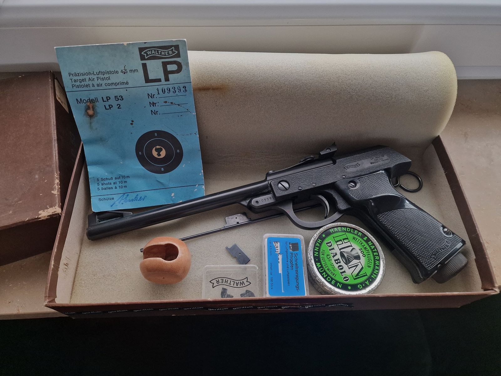 Air pistol Walther Model LP 53 with accessories and box