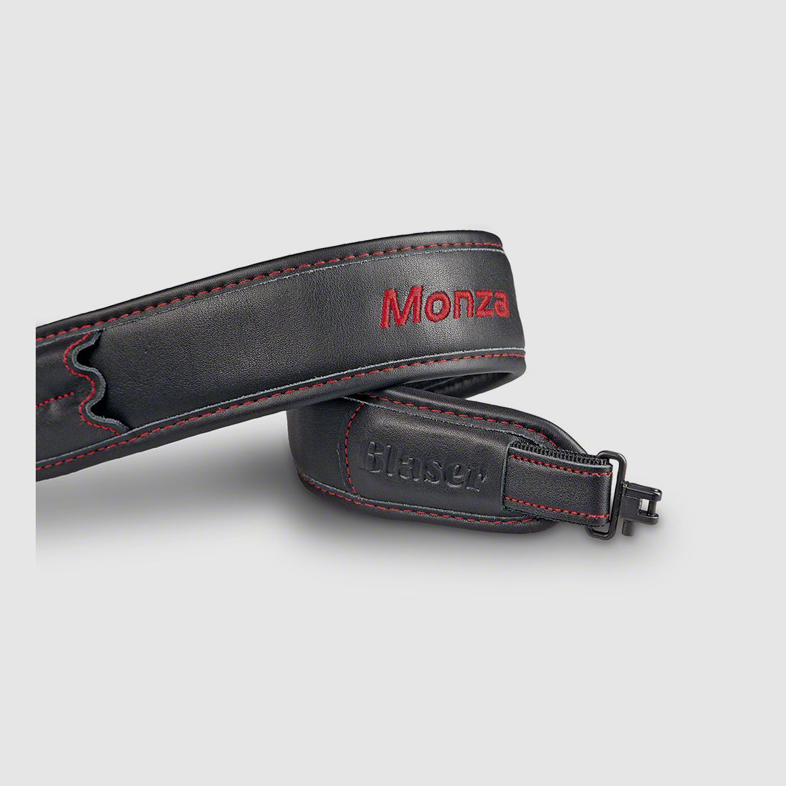 BLASER Gewehrriemen Extra breit: Leder -MONZA- schwarz m. 2 Patronenhalter