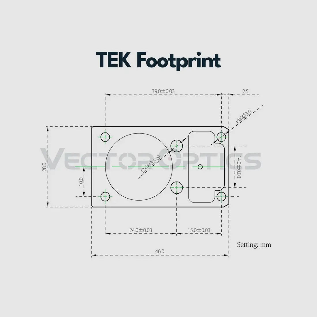 Vector Optics SCRA-67 Mount with TEK (Docter Sight) Footprint, 21mm Picatinny, h=28mm, image 2 of 5