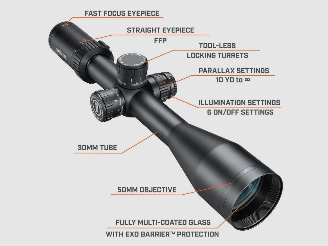 Bushnell Match Pro Zielfernrohr 6-24x50 Deploy MIL Etched Glass FFP Absehen 1. BE
