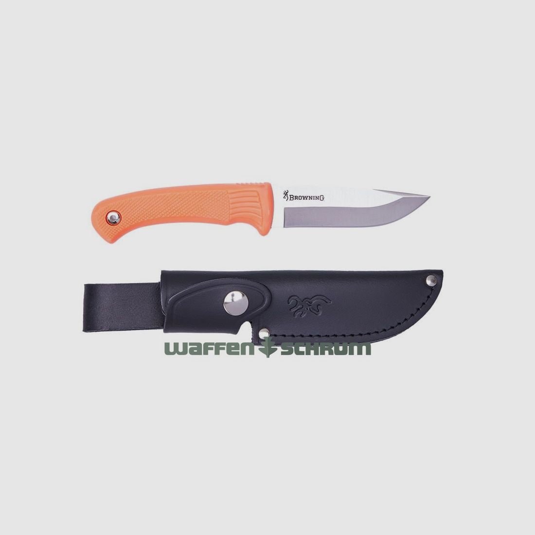 Browning Pro Hunter Fixed Rubber Fluo mit Lederscheide - Klingenlänge: 10cm