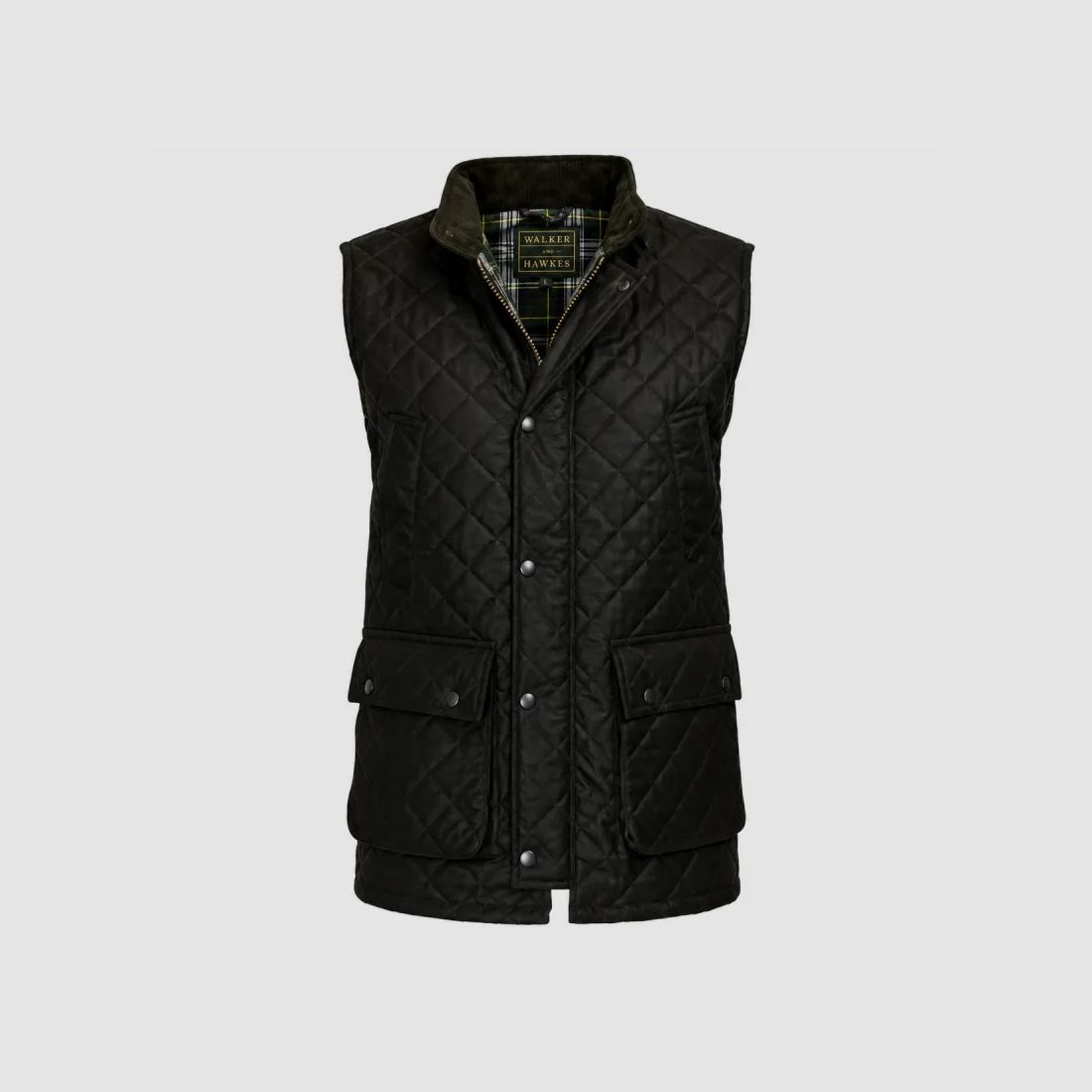 Quilted waxed vest Walker & Hawkes Lincoln olive, image 2 of 6