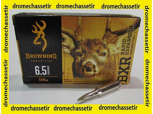 boite de 20 cartouches Browning BXR, cal 6,5 creedmoor, 129 grains