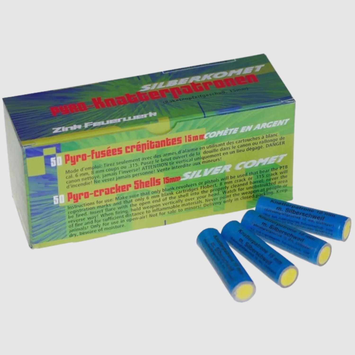 Zink Knatterpatronen mit Silberschweif 50er Pack