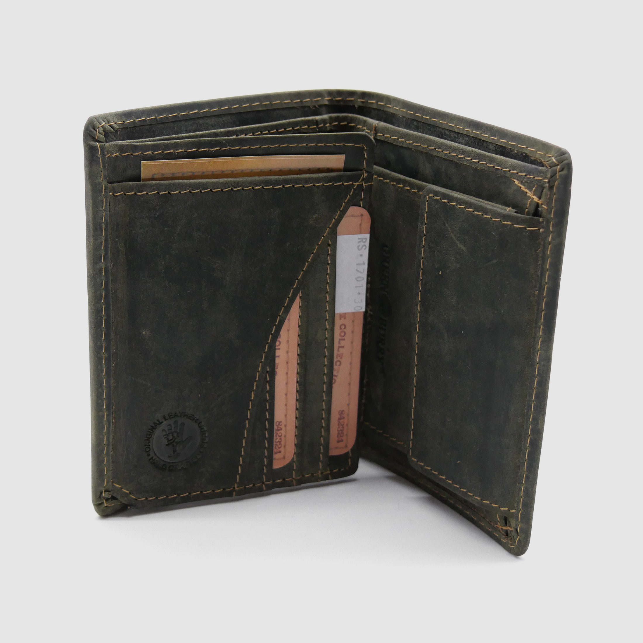 Greenburry Leder Geldbörse oliv Vintage Animal Collection Royal Stag Hirsch 1701-RS-30